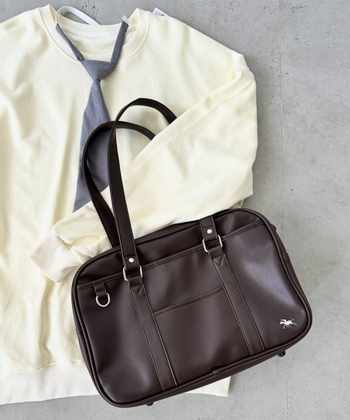 POLOCHAMPS(ポロチャンプス)の「【POLOCHAMPS/ポロチャンプス】別注 / スクールバッグ スクバ / SCHOOL BAG(トートバッグ・レディース・ブラウン/ブラック・FREE)」の9枚目の写真
