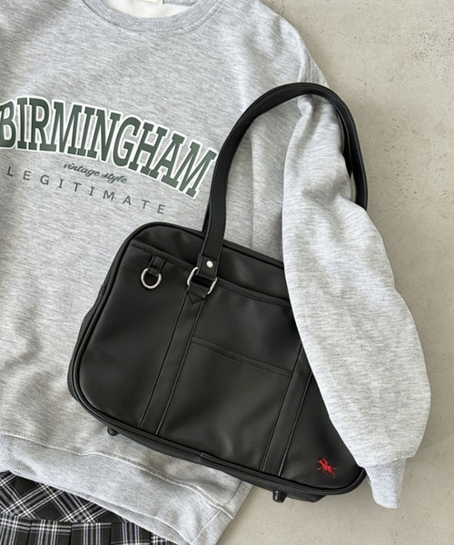 POLOCHAMPS(ポロチャンプス)の「【POLOCHAMPS/ポロチャンプス】別注 / スクールバッグ スクバ / SCHOOL BAG(トートバッグ・レディース・ブラウン/ブラック・FREE)」の5枚目の写真