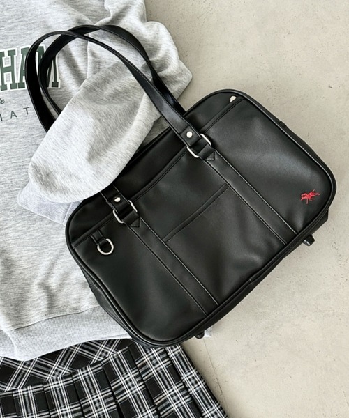 POLOCHAMPS(ポロチャンプス)の「【POLOCHAMPS/ポロチャンプス】別注 / スクールバッグ スクバ / SCHOOL BAG(トートバッグ・レディース・ブラウン/ブラック・FREE)」の6枚目の写真