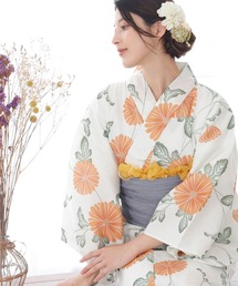 白地オレンジ花柄 浴衣・帯セット 楽天市場】オレンジ（浴衣セット｜和服）：レディース