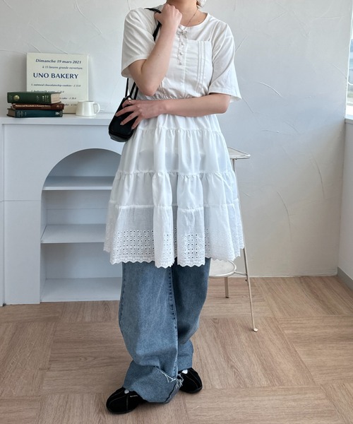 raffime（ラフィミー）の「アソートコットンレースワンピ（ワンピース・レディース・ブラック/オフホワイト・フリー）」の4枚目の写真