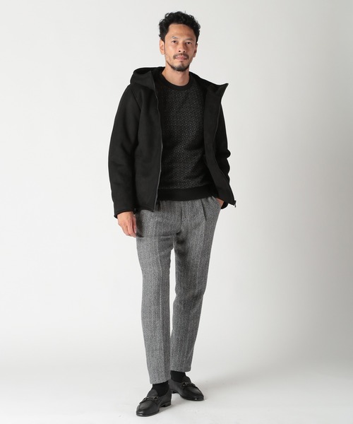 DISTINCTION MEN'S BIGI(ディストリクションメンズビギ)の「テックレザームートンパーカー(パーカー・メンズ・ベージュ/ブラック・01/02/03/04)」の6枚目の写真
