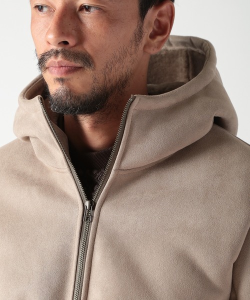 DISTINCTION MEN'S BIGI(ディストリクションメンズビギ)の「テックレザームートンパーカー(パーカー・メンズ・ベージュ/ブラック・01/02/03/04)」の11枚目の写真