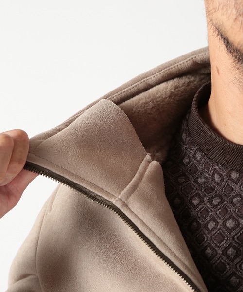 DISTINCTION MEN'S BIGI(ディストリクションメンズビギ)の「テックレザームートンパーカー(パーカー・メンズ・ベージュ/ブラック・01/02/03/04)」の12枚目の写真