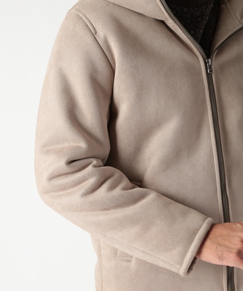 DISTINCTION MEN'S BIGI(ディストリクションメンズビギ)の「テックレザームートンパーカー(パーカー・メンズ・ベージュ/ブラック・01/02/03/04)」の14枚目の写真