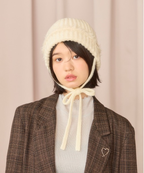 kaorinomori(カオリノモリ)の「kaorinomori アールニット プル / カオリノモリ(ニットキャップ/ビーニー・レディース・ブラック/ホワイト/ピンク・FREE)」の4枚目の写真