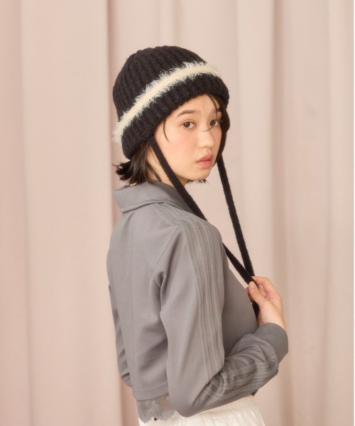 kaorinomori(カオリノモリ)の「kaorinomori アールニット プル / カオリノモリ(ニットキャップ/ビーニー・レディース・ブラック/ホワイト/ピンク・FREE)」の9枚目の写真