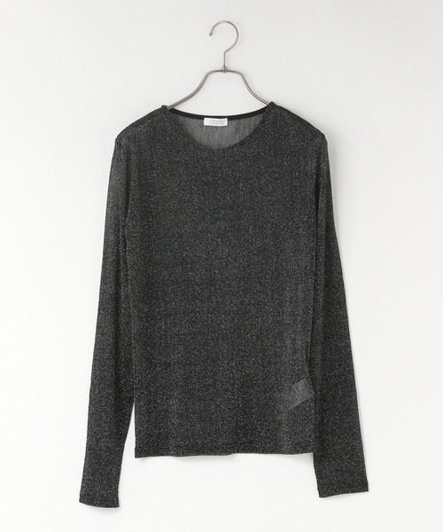 pom_p　ブラック LOWRYS FARM tシャツ シアーラメクルーLS 143395 レディース