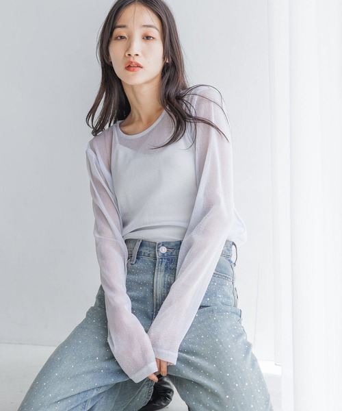 LOWRYS FARM(ローリーズファーム)の「シアーラメクルーLS 143395(Tシャツ/カットソー・レディース・アイボリー/ブラック/グレー/ブルー/その他19/カーキ・FREE)」の13枚目の写真