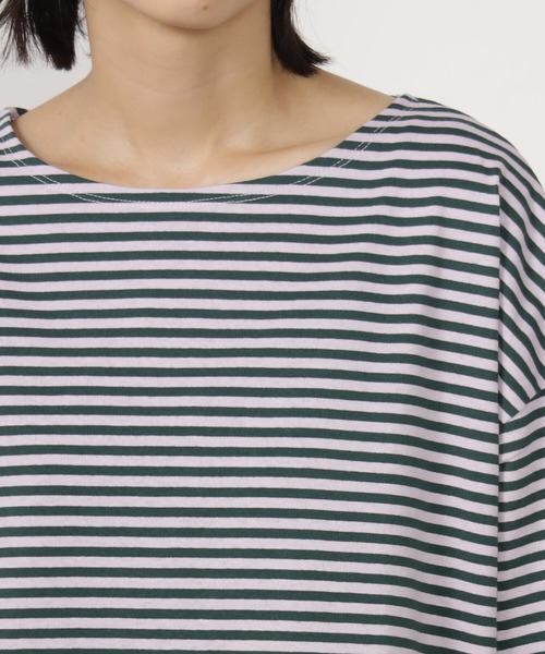 FOUND GOOD（ファウンドグッド）の「BIGボーダーTEE/7S（Tシャツ/カットソー・レディース・レッド系8/ベージュ/ホワイト系5/パープル系2・M/S/L）」の15枚目の写真