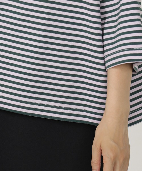 FOUND GOOD（ファウンドグッド）の「BIGボーダーTEE/7S（Tシャツ/カットソー・レディース・レッド系8/ベージュ/ホワイト系5/パープル系2・M/S/L）」の16枚目の写真