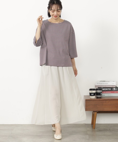 FOUND GOOD（ファウンドグッド）の「BIGボーダーTEE/7S（Tシャツ/カットソー・レディース・レッド系8/ベージュ/ホワイト系5/パープル系2・M/S/L）」の17枚目の写真