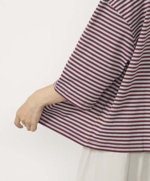 FOUND GOOD（ファウンドグッド）の「BIGボーダーTEE/7S（Tシャツ/カットソー・レディース・レッド系8/ベージュ/ホワイト系5/パープル系2・M/S/L）」の18枚目の写真