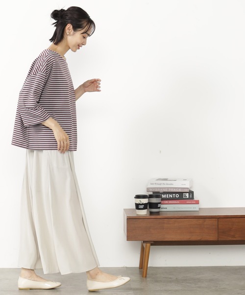 FOUND GOOD（ファウンドグッド）の「BIGボーダーTEE/7S（Tシャツ/カットソー・レディース・レッド系8/ベージュ/ホワイト系5/パープル系2・M/S/L）」の20枚目の写真