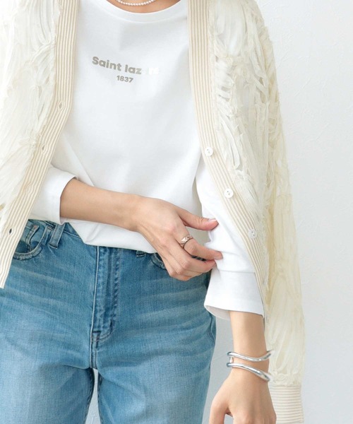 Jines(ジネス)の「箔プリント ラウンドヘム長袖カットソー(Tシャツ/カットソー・レディース・ブラック/ホワイト・38)」の6枚目の写真