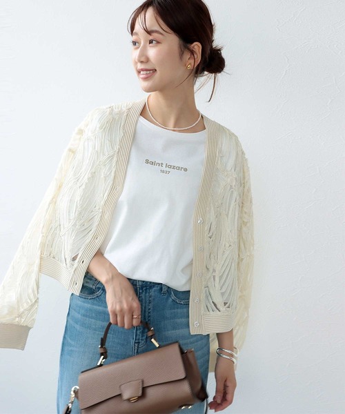 Jines(ジネス)の「箔プリント ラウンドヘム長袖カットソー(Tシャツ/カットソー・レディース・ブラック/ホワイト・38)」の4枚目の写真