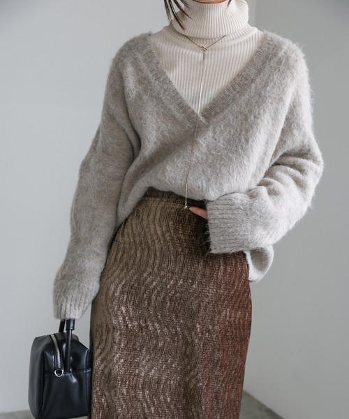 select MOCA(セレクトモカ)の「楊柳ベロアロングスカート(スカート・レディース・ブラック/ブラウン/ベージュ・MEDIUM/LARGE)」の13枚目の写真