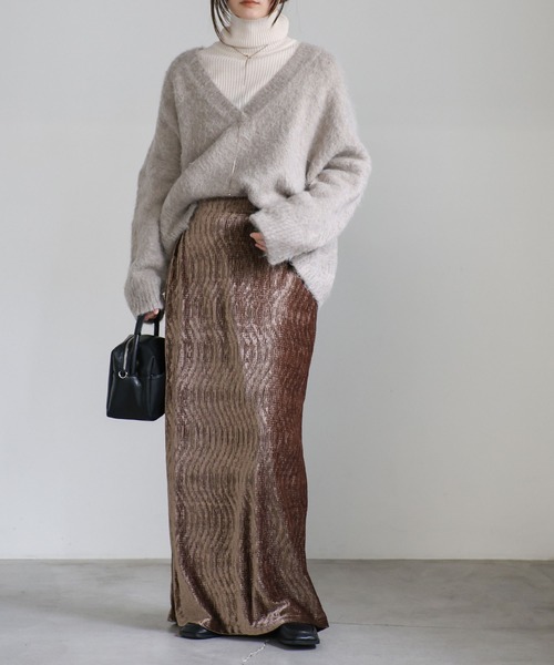 select MOCA(セレクトモカ)の「楊柳ベロアロングスカート(スカート・レディース・ブラック/ブラウン/ベージュ・MEDIUM/LARGE)」の10枚目の写真