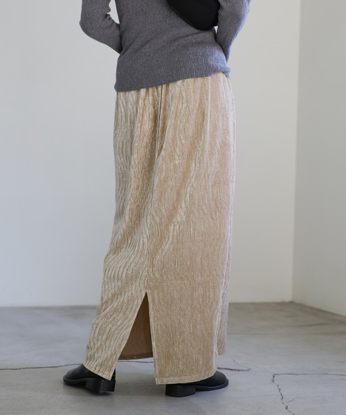 select MOCA(セレクトモカ)の「楊柳ベロアロングスカート(スカート・レディース・ブラック/ブラウン/ベージュ・MEDIUM/LARGE)」の20枚目の写真