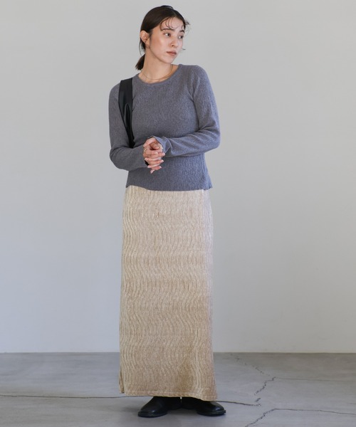 select MOCA(セレクトモカ)の「楊柳ベロアロングスカート(スカート・レディース・ブラック/ブラウン/ベージュ・MEDIUM/LARGE)」の6枚目の写真