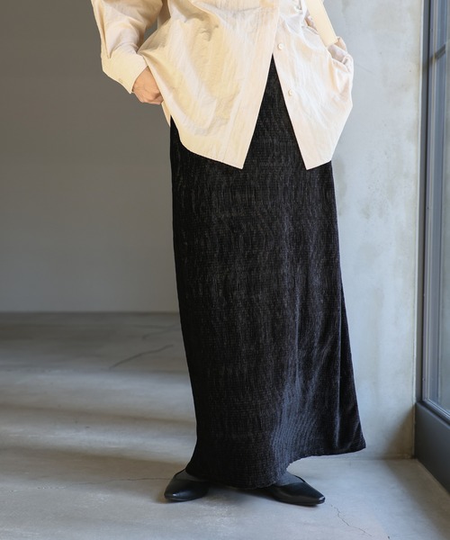 select MOCA(セレクトモカ)の「楊柳ベロアロングスカート(スカート・レディース・ブラック/ブラウン/ベージュ・MEDIUM/LARGE)」の18枚目の写真