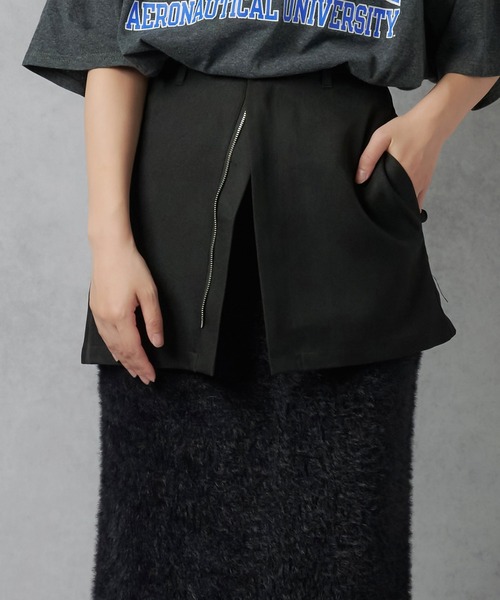 Lull（ルル）の「【Lull / ルル】セットアップ対応 / フロントジップミニスカート（スカート・レディース・チャコール/アイボリー/ブラック・ONESIZE）」の2枚目の写真