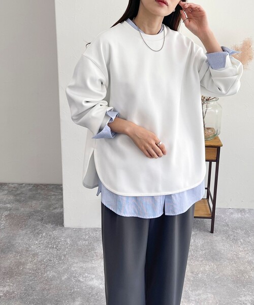 fredy emue（フレディエミュ）の「《セットアップ対応》ダンボールニットプルオーバー（Tシャツ/カットソー・レディース・グレー/オフホワイト/ブラック・38）」の2枚目の写真