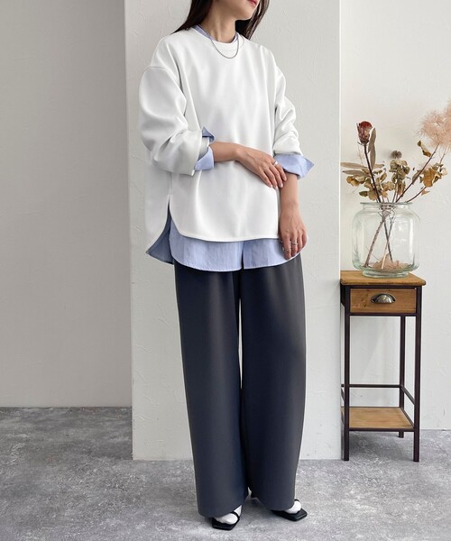 fredy emue（フレディエミュ）の「《セットアップ対応》ダンボールニットプルオーバー（Tシャツ/カットソー・レディース・グレー/オフホワイト/ブラック・38）」の7枚目の写真