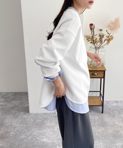 fredy emue（フレディエミュ）の「《セットアップ対応》ダンボールニットプルオーバー（Tシャツ/カットソー・レディース・グレー/オフホワイト/ブラック・38）」の9枚目の写真