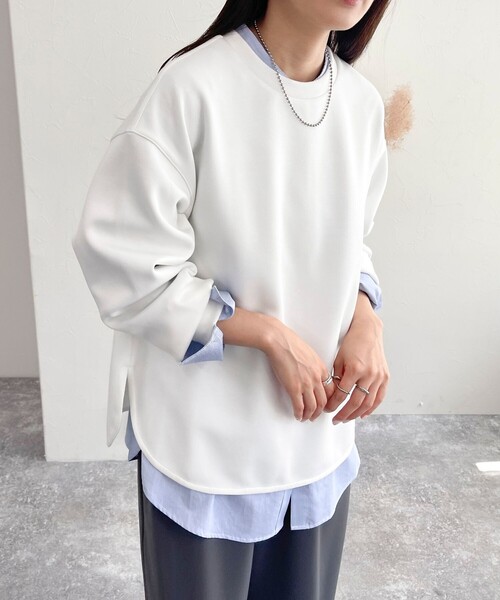 fredy emue（フレディエミュ）の「《セットアップ対応》ダンボールニットプルオーバー（Tシャツ/カットソー・レディース・グレー/オフホワイト/ブラック・38）」の11枚目の写真