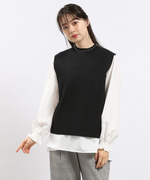 GLOBAL WORK Smile Seed Store(グローバルワーク スマイルシードストア)の「ニットベストレイヤードブラウス/111175(ベスト・レディース・ブラック/ベージュ・MEDIUM/X-LARGE/LARGE)」の21枚目の写真