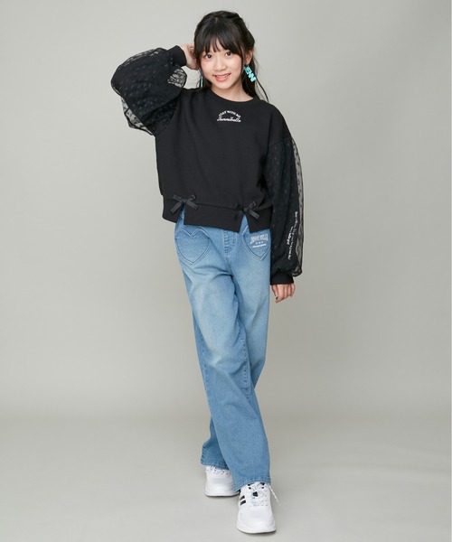 JENNI belle（ジェニィベル）の「【WEB限定】【コットン100％】ハートチュールレイヤードトレーナー（スウェット・キッズ・ラベンダー/ブラック/ピンク・120cm/150cm/140cm/130cm）」の20枚目の写真