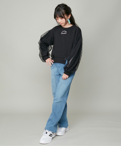 JENNI belle（ジェニィベル）の「【WEB限定】【コットン100％】ハートチュールレイヤードトレーナー（スウェット・キッズ・ラベンダー/ブラック/ピンク・120cm/150cm/140cm/130cm）」の19枚目の写真