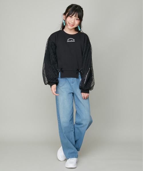 JENNI belle（ジェニィベル）の「【WEB限定】【コットン100％】ハートチュールレイヤードトレーナー（スウェット・キッズ・ラベンダー/ブラック/ピンク・120cm/150cm/140cm/130cm）」の18枚目の写真