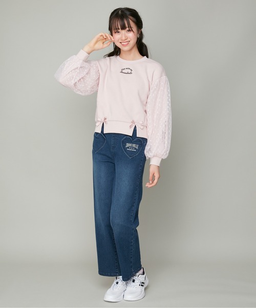 JENNI belle（ジェニィベル）の「【WEB限定】【コットン100％】ハートチュールレイヤードトレーナー（スウェット・キッズ・ラベンダー/ブラック/ピンク・120cm/150cm/140cm/130cm）」の17枚目の写真