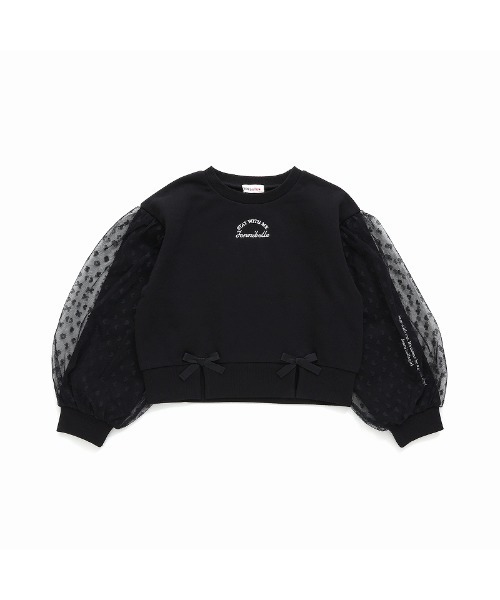 JENNI belle（ジェニィベル）の「【WEB限定】【コットン100％】ハートチュールレイヤードトレーナー（スウェット・キッズ・ラベンダー/ブラック/ピンク・120cm/150cm/140cm/130cm）」の4枚目の写真