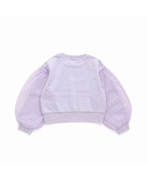 JENNI belle（ジェニィベル）の「【WEB限定】【コットン100％】ハートチュールレイヤードトレーナー（スウェット・キッズ・ラベンダー/ブラック/ピンク・120cm/150cm/140cm/130cm）」の5枚目の写真