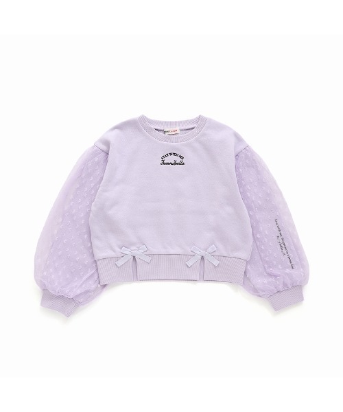 JENNI belle（ジェニィベル）の「【WEB限定】【コットン100％】ハートチュールレイヤードトレーナー（スウェット・キッズ・ラベンダー/ブラック/ピンク・120cm/150cm/140cm/130cm）」の6枚目の写真