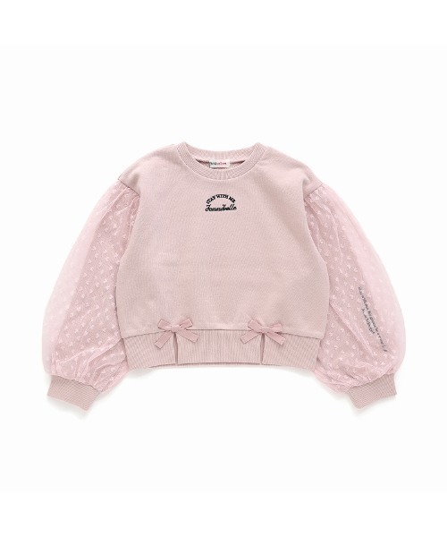 JENNI belle（ジェニィベル）の「【WEB限定】【コットン100％】ハートチュールレイヤードトレーナー（スウェット・キッズ・ラベンダー/ブラック/ピンク・120cm/150cm/140cm/130cm）」の8枚目の写真