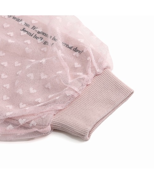 JENNI belle（ジェニィベル）の「【WEB限定】【コットン100％】ハートチュールレイヤードトレーナー（スウェット・キッズ・ラベンダー/ブラック/ピンク・120cm/150cm/140cm/130cm）」の14枚目の写真