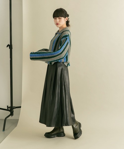 KBF（ケイビーエフ）の「ウォッシャブルフェイクレザースカート（スカート・レディース・ブラウン系その他/ブラック・ONE）」の8枚目の写真