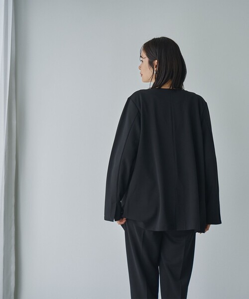 RONEL（ロネル）の「イージージョーゼットダブルジャケット（テーラードジャケット・レディース・ライトグレー/ブラック/ネイビー・S/M/L）」の5枚目の写真