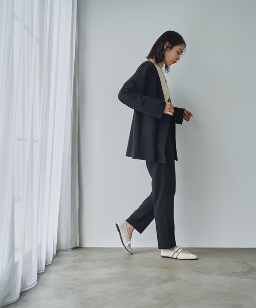 RONEL（ロネル）の「イージージョーゼットダブルジャケット（テーラードジャケット・レディース・ライトグレー/ブラック/ネイビー・S/M/L）」の6枚目の写真