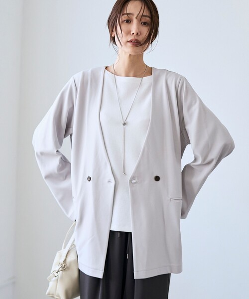 RONEL（ロネル）の「イージージョーゼットダブルジャケット（テーラードジャケット・レディース・ライトグレー/ブラック/ネイビー・S/M/L）」の9枚目の写真