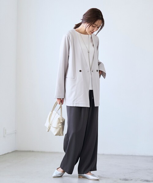 RONEL（ロネル）の「イージージョーゼットダブルジャケット（テーラードジャケット・レディース・ライトグレー/ブラック/ネイビー・S/M/L）」の11枚目の写真