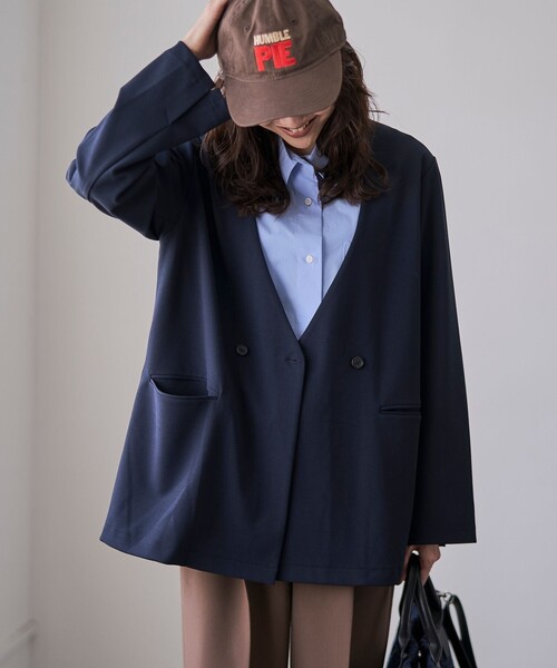 RONEL（ロネル）の「イージージョーゼットダブルジャケット（テーラードジャケット・レディース・ライトグレー/ブラック/ネイビー・S/M/L）」の13枚目の写真