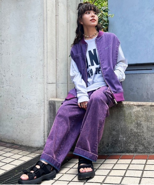 DOUBLE NAME（ダブルネーム）の「カラーオーバーダイベスト/ユニセックス（ベスト・レディース・ブラウン/パープル/ブラック・FREE）」の12枚目の写真