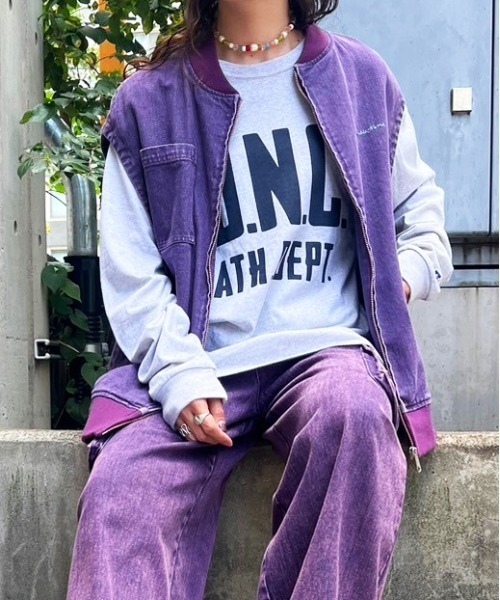 DOUBLE NAME（ダブルネーム）の「カラーオーバーダイベスト/ユニセックス（ベスト・レディース・ブラウン/パープル/ブラック・FREE）」の13枚目の写真