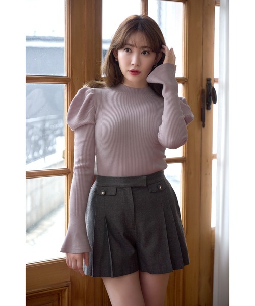 Volume Sleeve Rib Knit Top（ニット/セーター）｜Her lip to（ハー