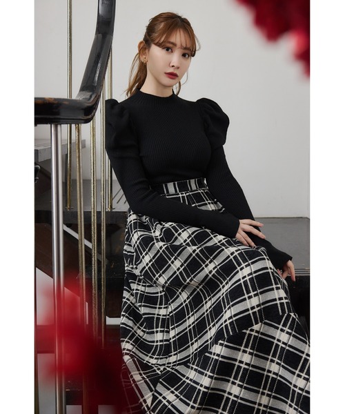 Volume Sleeve Rib Knit Top（ニット/セーター）｜Her lip to（ハー